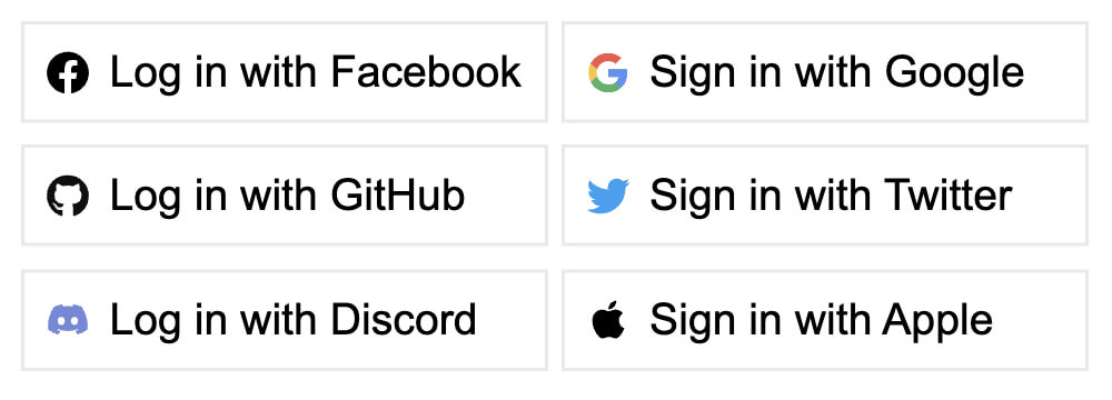 social login buttons